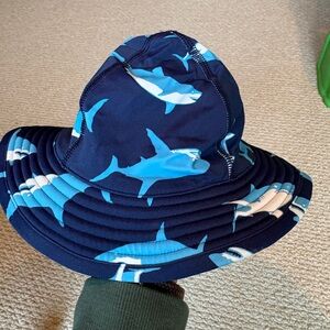 Hanna Andersson blue shark swim hat size small 3-4 yr